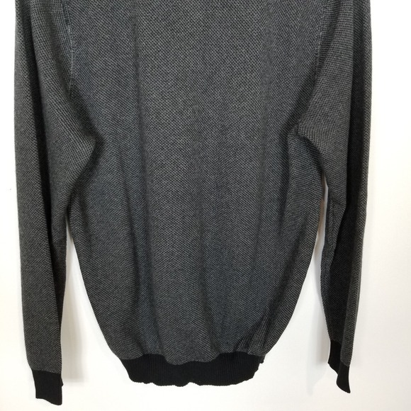 Tom James Women Button Neck Cotton Cashmere Sweater Sz L Gray Black - Picture 6 of 8